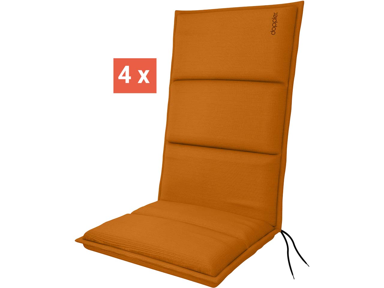 doppler Auflage "CITY" für Hochlehner, 4er-Pack, 119x48x6 cm, Polyester, orange