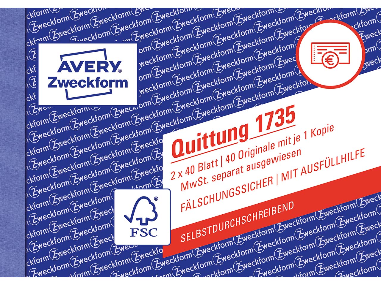 Avery Zweckform Formularbuch '1735' Quittung ECF