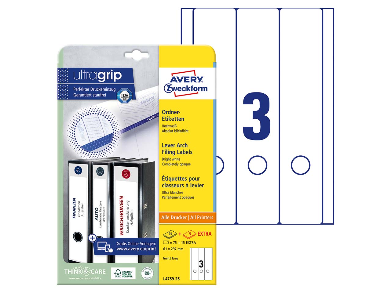 75 Zweckform Rückenschilder weiß 61x297mm