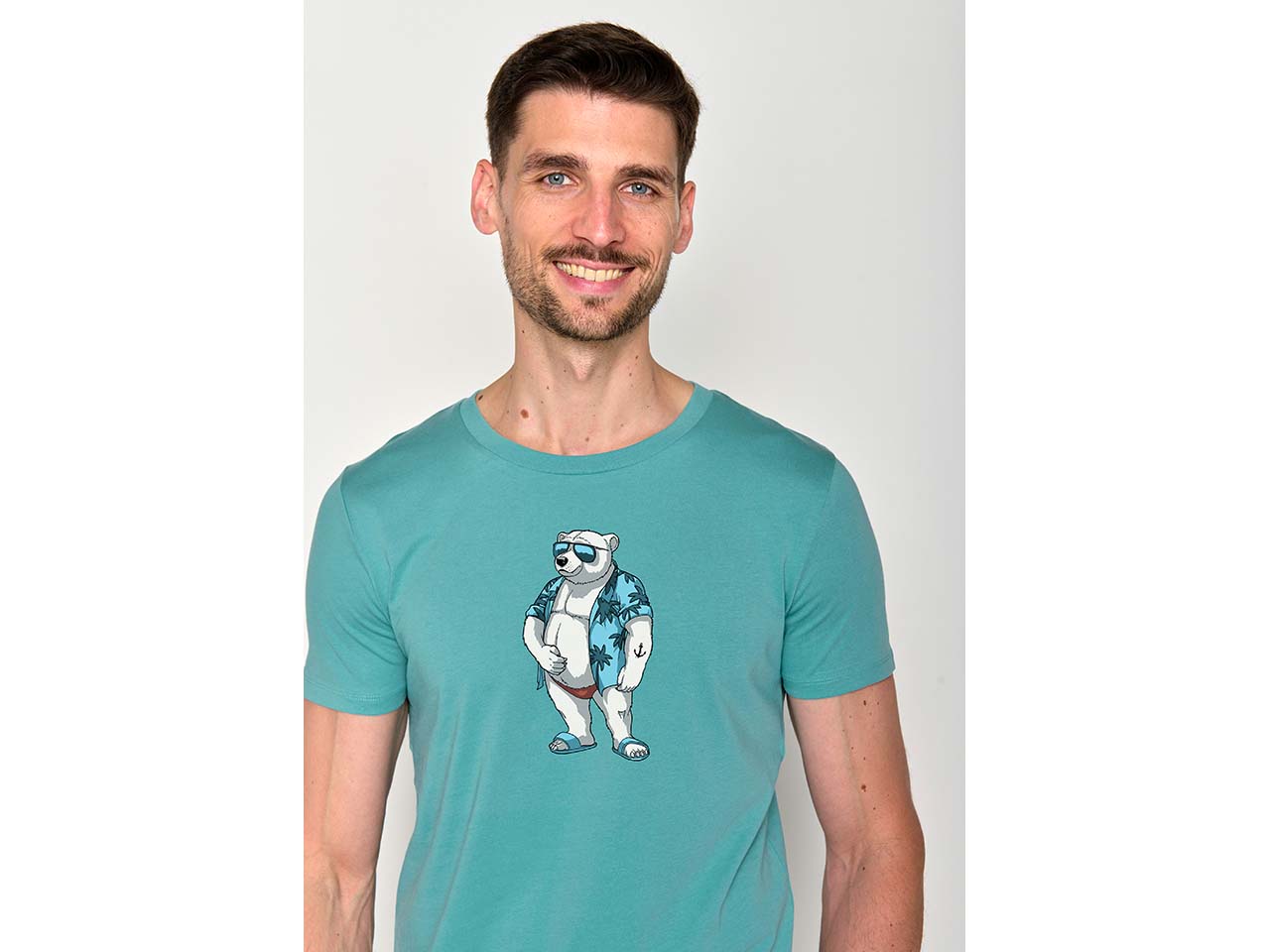 GREENBOMB Bio-Herren-T-Shirt "Beach Bear" mit Rundhalsausschnitt, marine blue, Gr. M