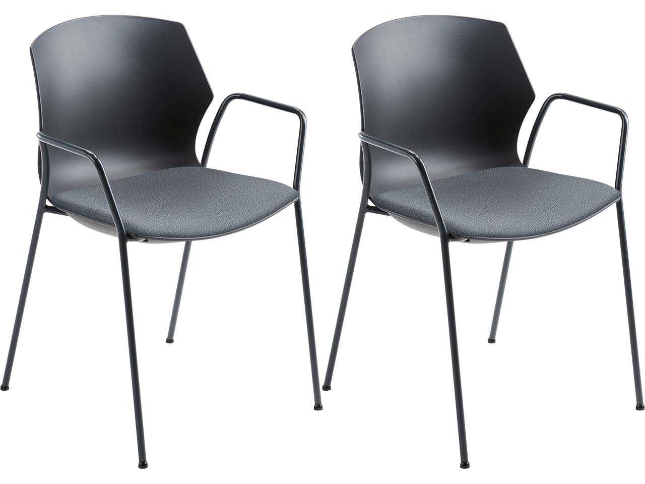 2x Besucherstuhl "2511" schwarz, mit Armlehnen, hellgrau