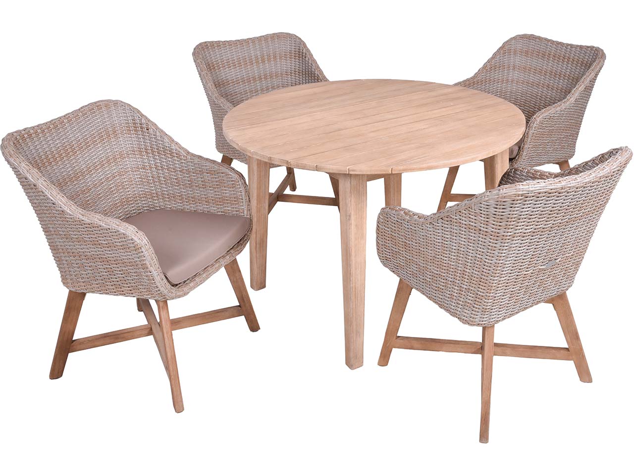 Gartenmöbel-Set "ARVADA/OAKLAND 01" 5-tlg. 1 Tisch Akazie, 4 Sessel KSgefl. pfeffergrau