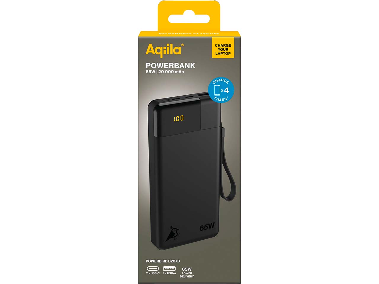 Aqiila Powerbank "Powerbird B20+" 20.000 mAh, schwarz