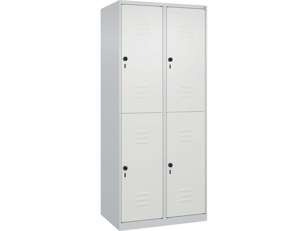 C+P Doppelstock-Spind Classic PLUS, 4 Fächer, 1850x800x500mm, Lichtgrau/Verkehrsweiß