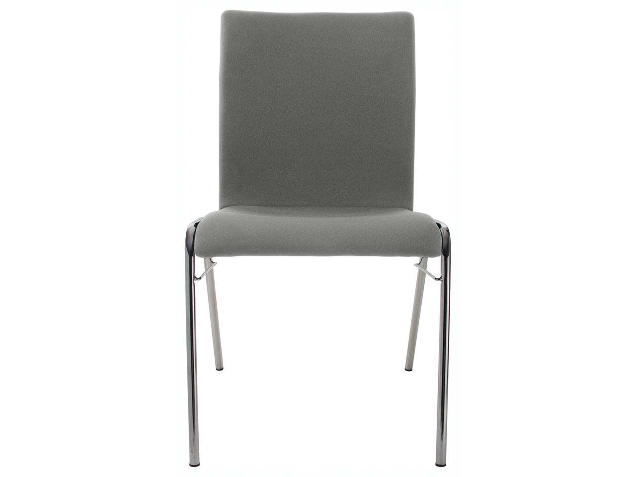 Besucherstuhl 'A45' Buche, Gestell verchromt, Steg, Vollpolster grau