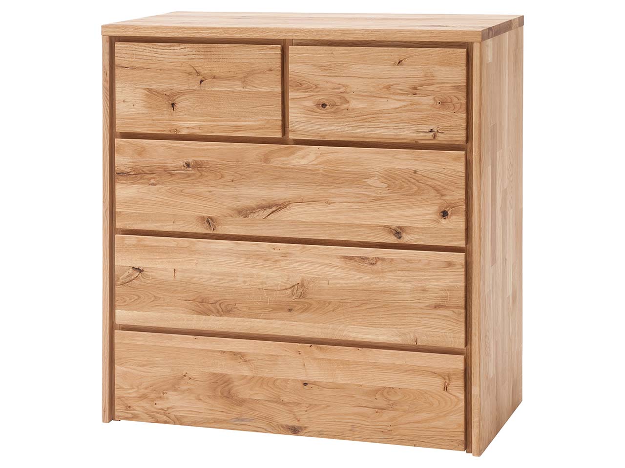 Kommode "Rödvig" aus Wildeiche, mit 5 Schubladen, B 88 x T 42 x H 91 cm