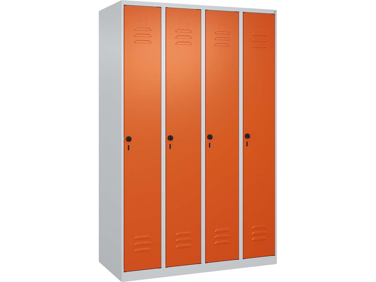 C+P Spind Classic PLUS, 4 Abteile, 1850x1200x500mm, Lichtgrau/Reinorange