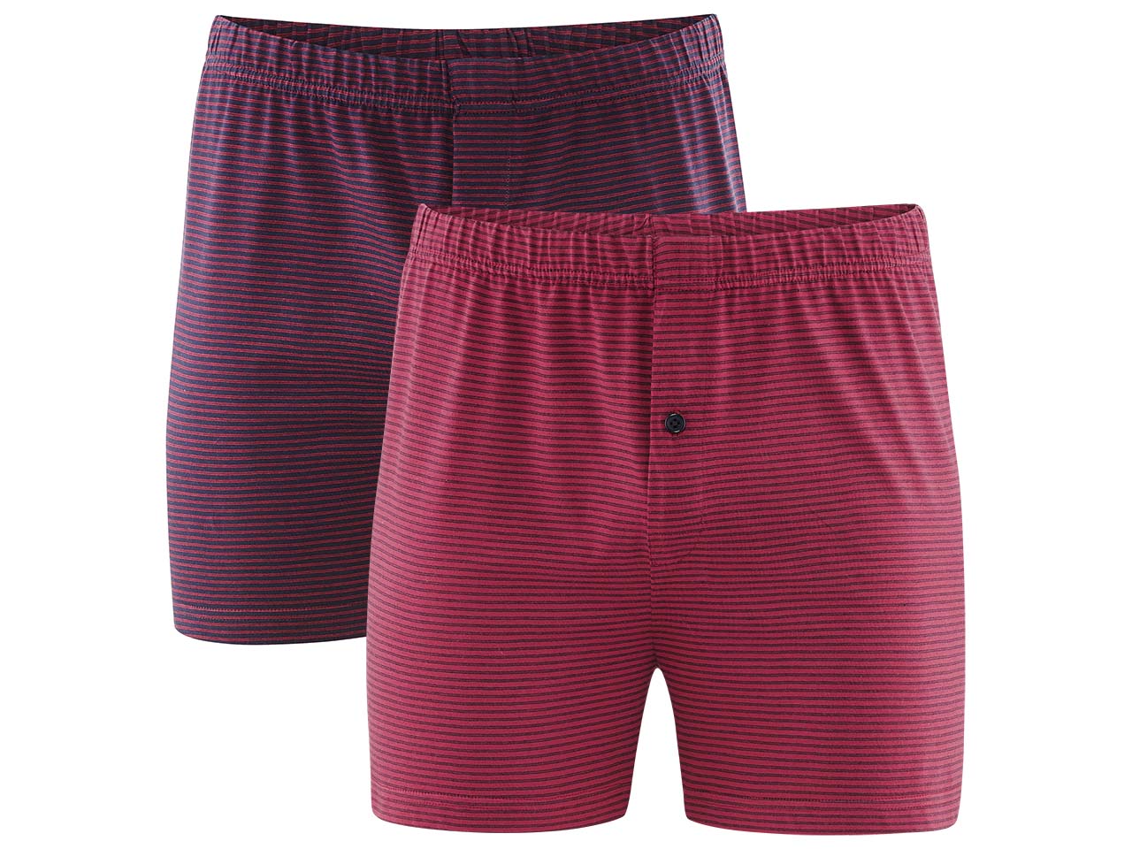 Living Crafts 2 Herren-Boxershorts "Ben" aus Bio-Baumwolle blau/rot gestreift, Gr. S
