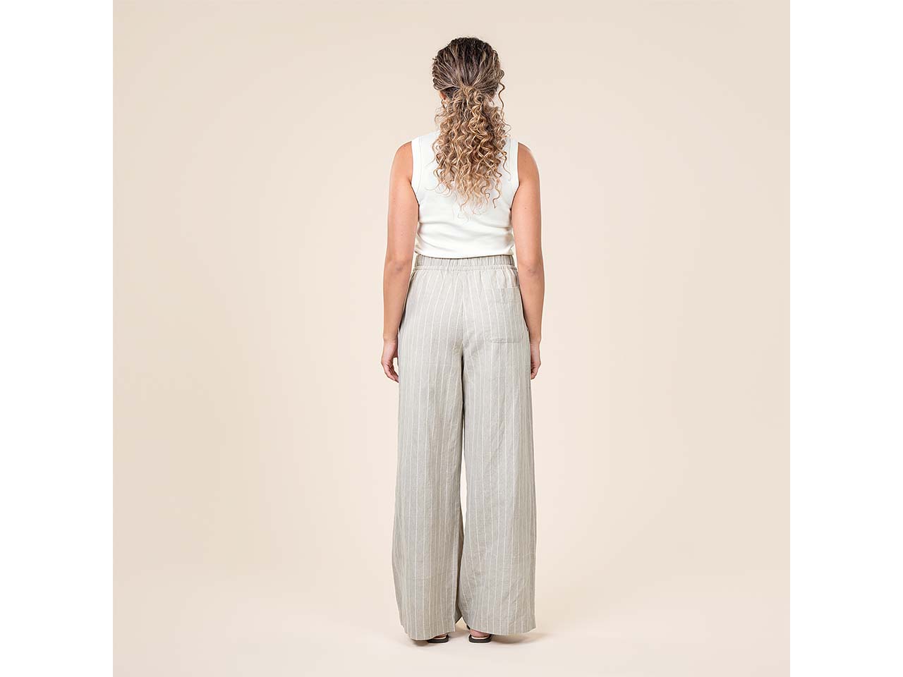 Living Crafts Damen-Hose 'TAKARA' mit Bindebändchen, natural/pine stripes, Gr. 36