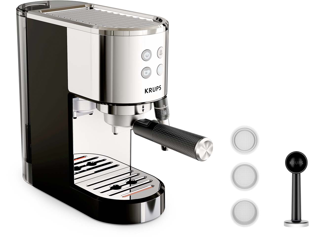 KRUPS Siebträger-Kaffeemaschine "Virtuoso+ XP444C", schwarz/silber