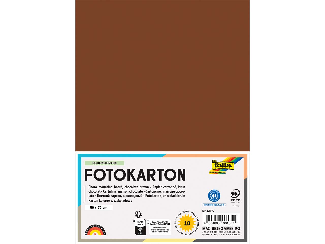 folia Fotokarton, 300 g/m², 50 x 70 cm, 10 Bogen, schokobraun