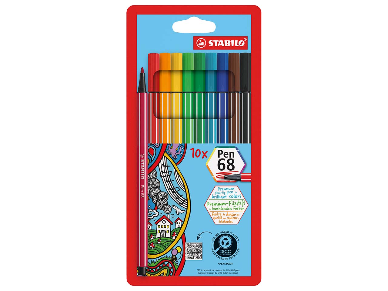 STABILO Filzstift "Pen 68", ISCC Plus 96%, 10er-Set