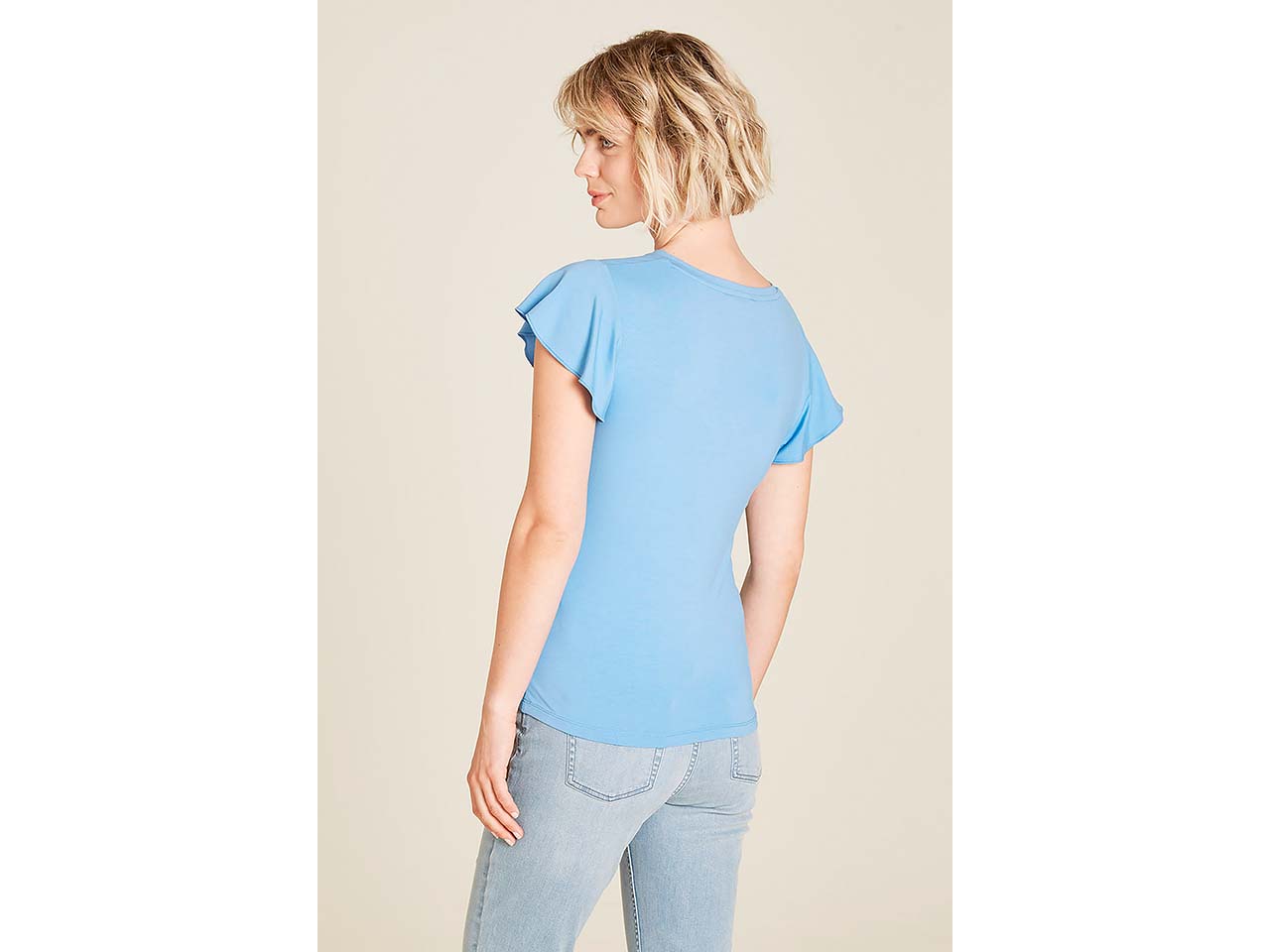 tranquillo Bio-Damen-T-Shirt mit Volant-Ärmel, marina, Gr. S