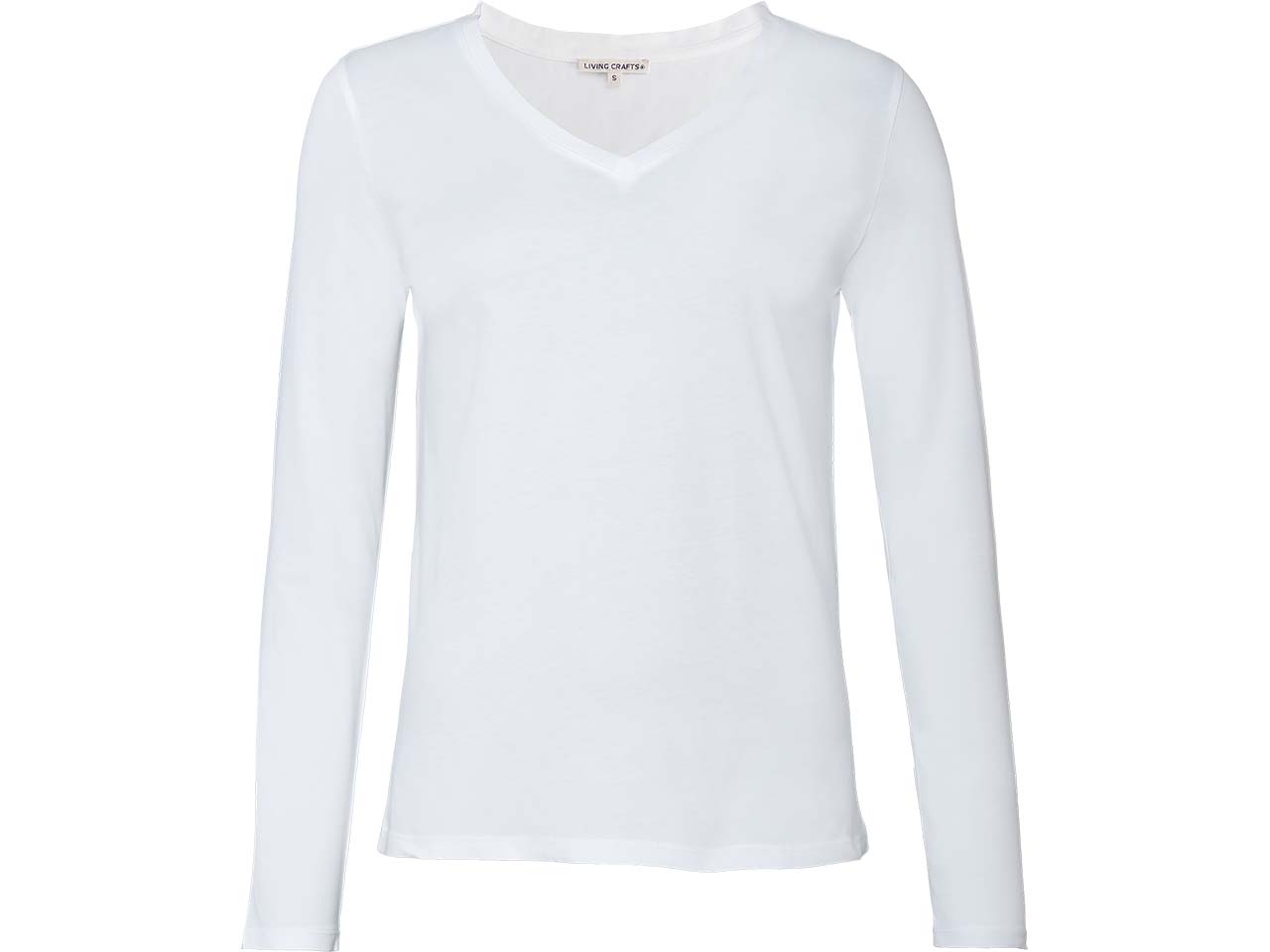 Living Crafts Bio-Damen-Langarmshirt "TARANA" mit V-Ausschnitt, white, Gr. S
