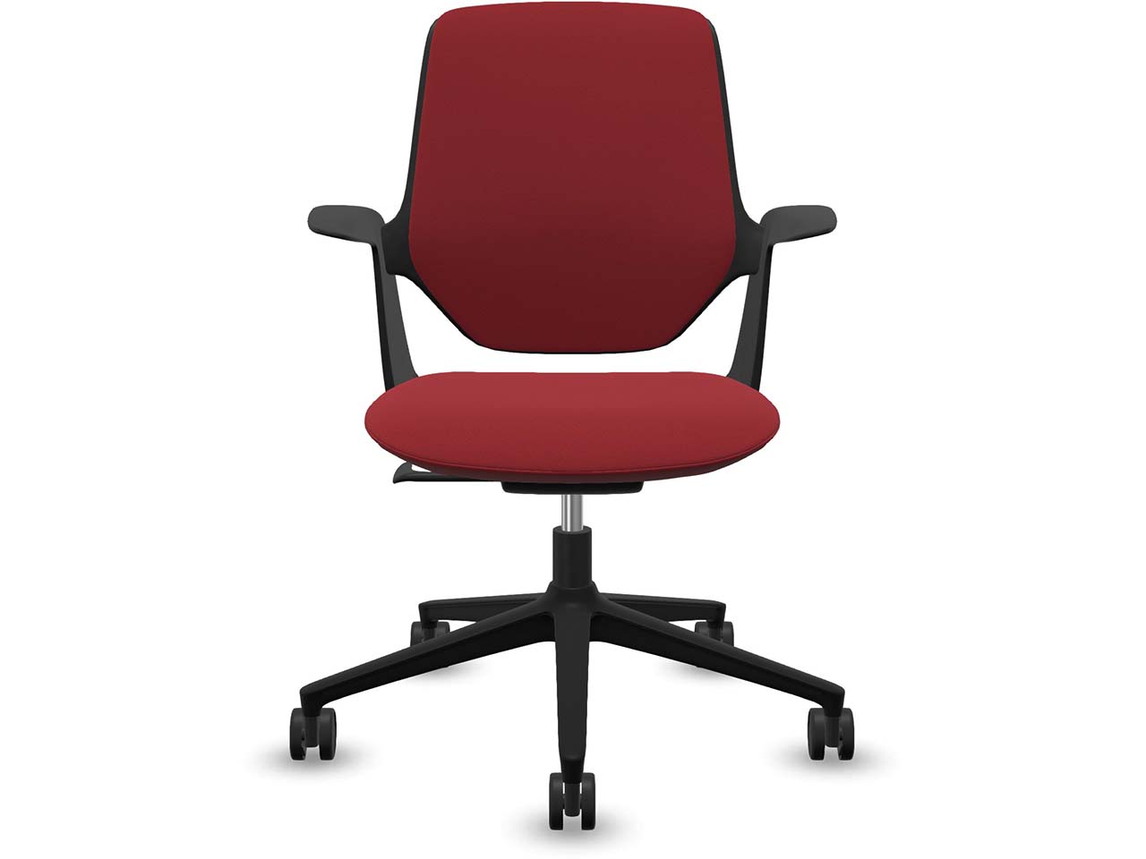 Profim Bürodrehstuhl „TRILLO PRO“ mit Armlehnen, schwarz, Stoff: rot
