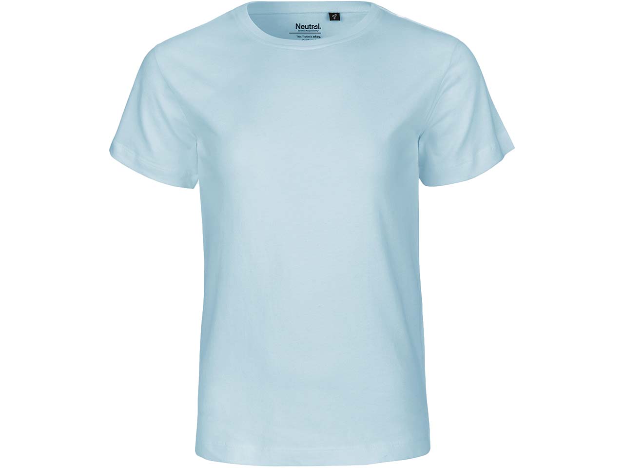 Neutral Bio-Kinder-T-Shirt mit Rundhalsausschnitt, light blue, Gr. 140/146