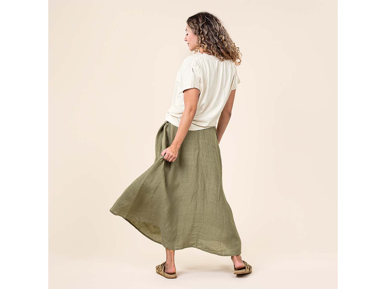 Living Crafts Damen-Midi-Rock 'TOBIANA' mit flexiblem Bund, sage, Gr. 36