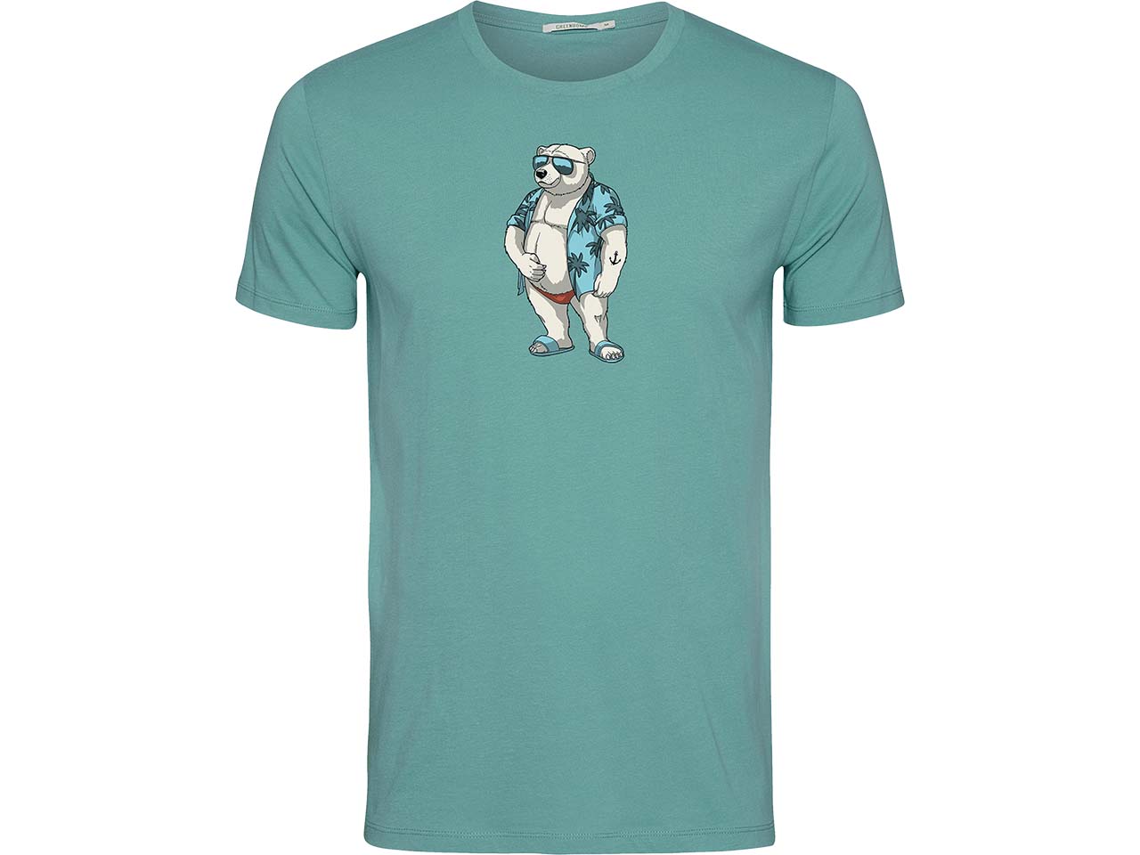 GREENBOMB Bio-Herren-T-Shirt "Beach Bear" mit Rundhalsausschnitt, marine blue, Gr. L