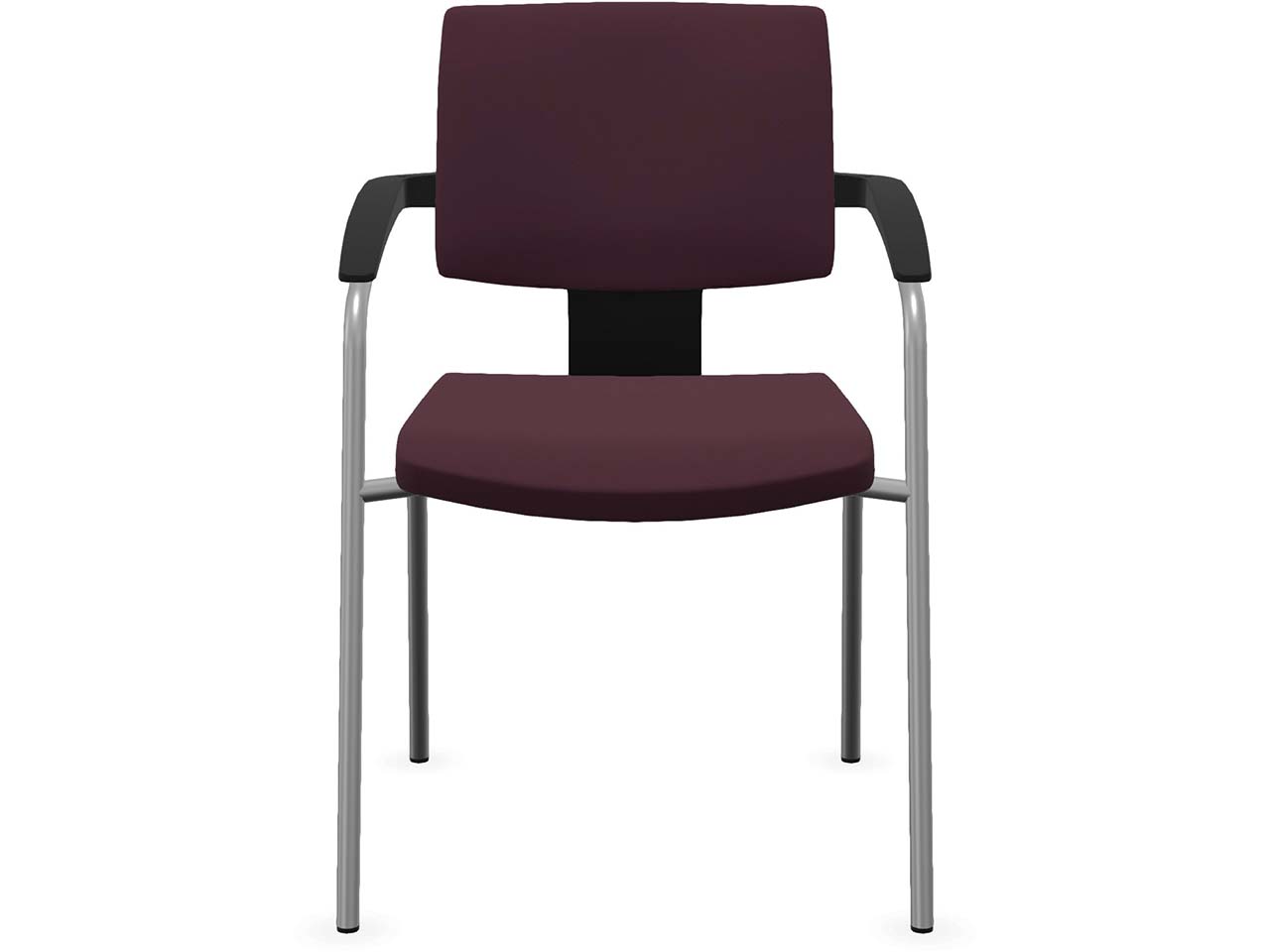Profim Besucherstuhl "XENON" mit Armlehnen, stapelbar, silber, Stoff: bordeaux