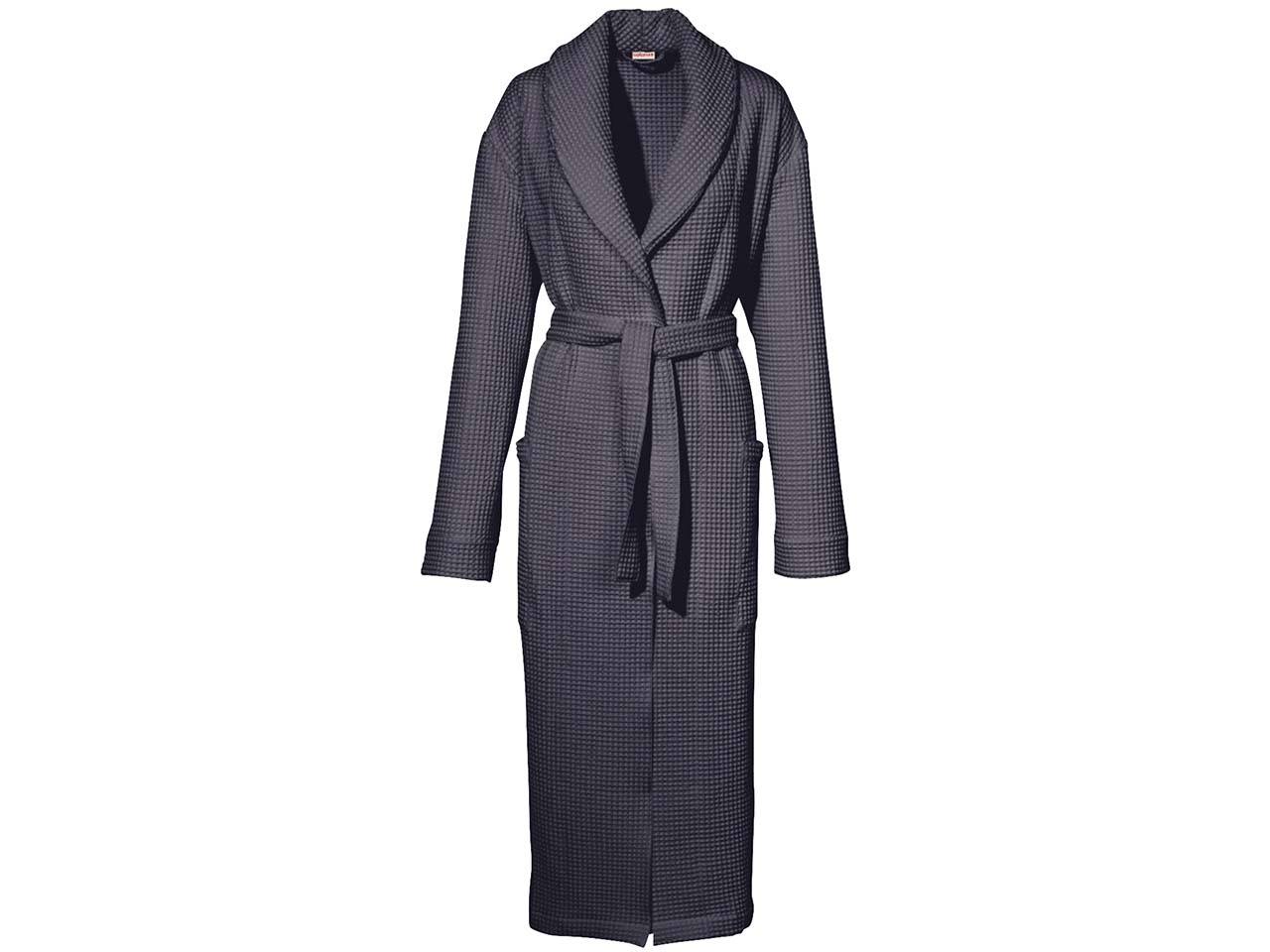 Cotonea Waffelpikee Bademantel aus Bio-Baumwolle, Gr. M, anthrazit