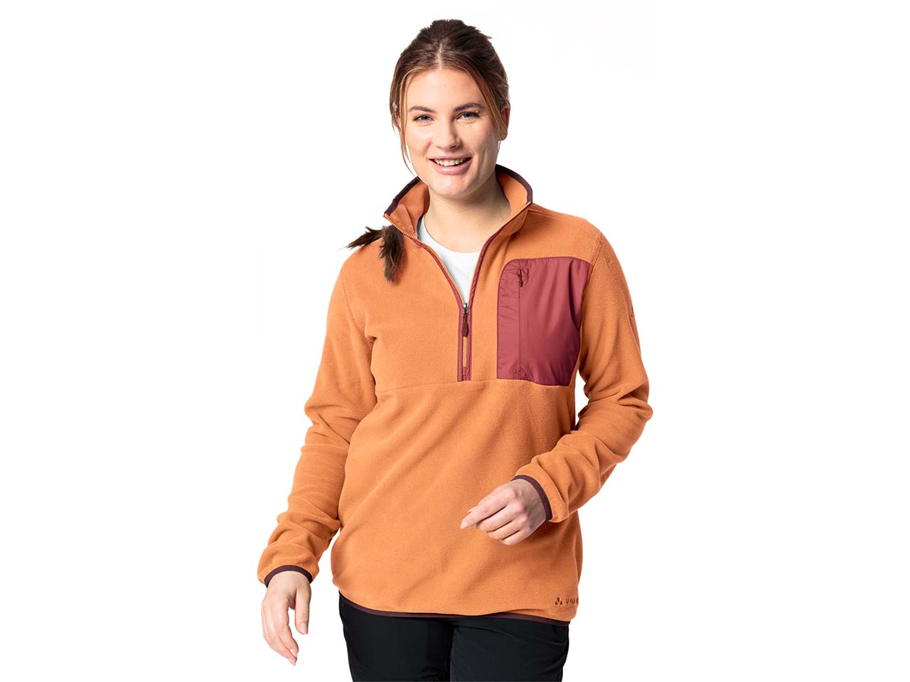 VAUDE Damen-Halfzip-Fleece-Pullover "Rosemoor II" mit Brusttasche, sweet orange, Gr. 36