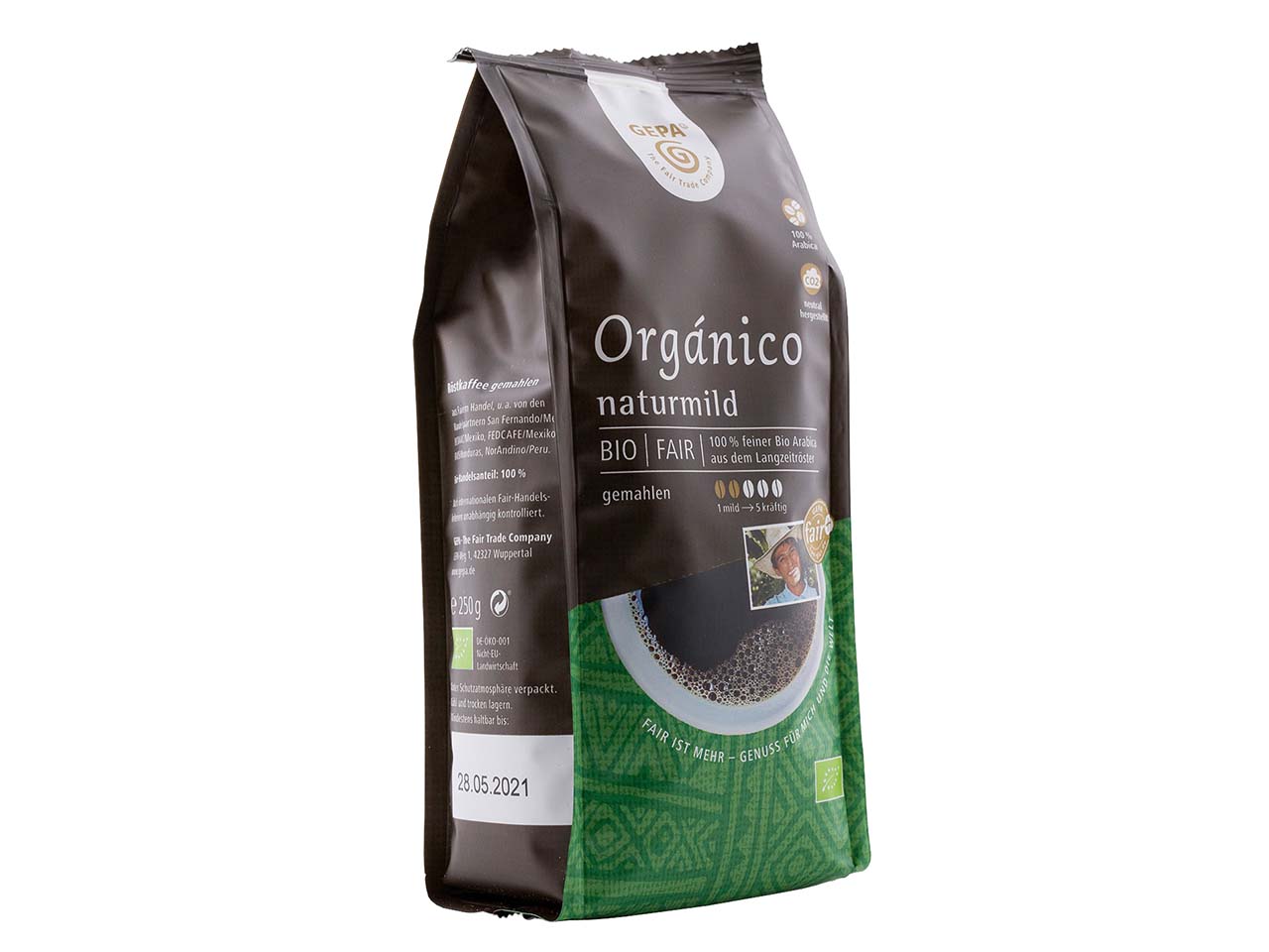 GEPA Bio-Kaffee "Orgánico" naturmild, gemahlen, Mahlgrad F, 250 g