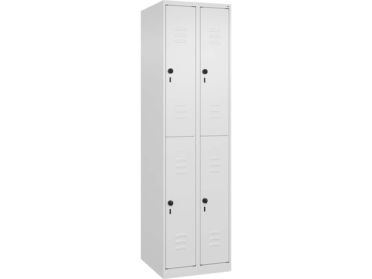 C+P Doppelstock-Spind Classic PLUS, 4 Fächer, 1850x500x500mm, Verkehrsweiß/Verkehrsweiß