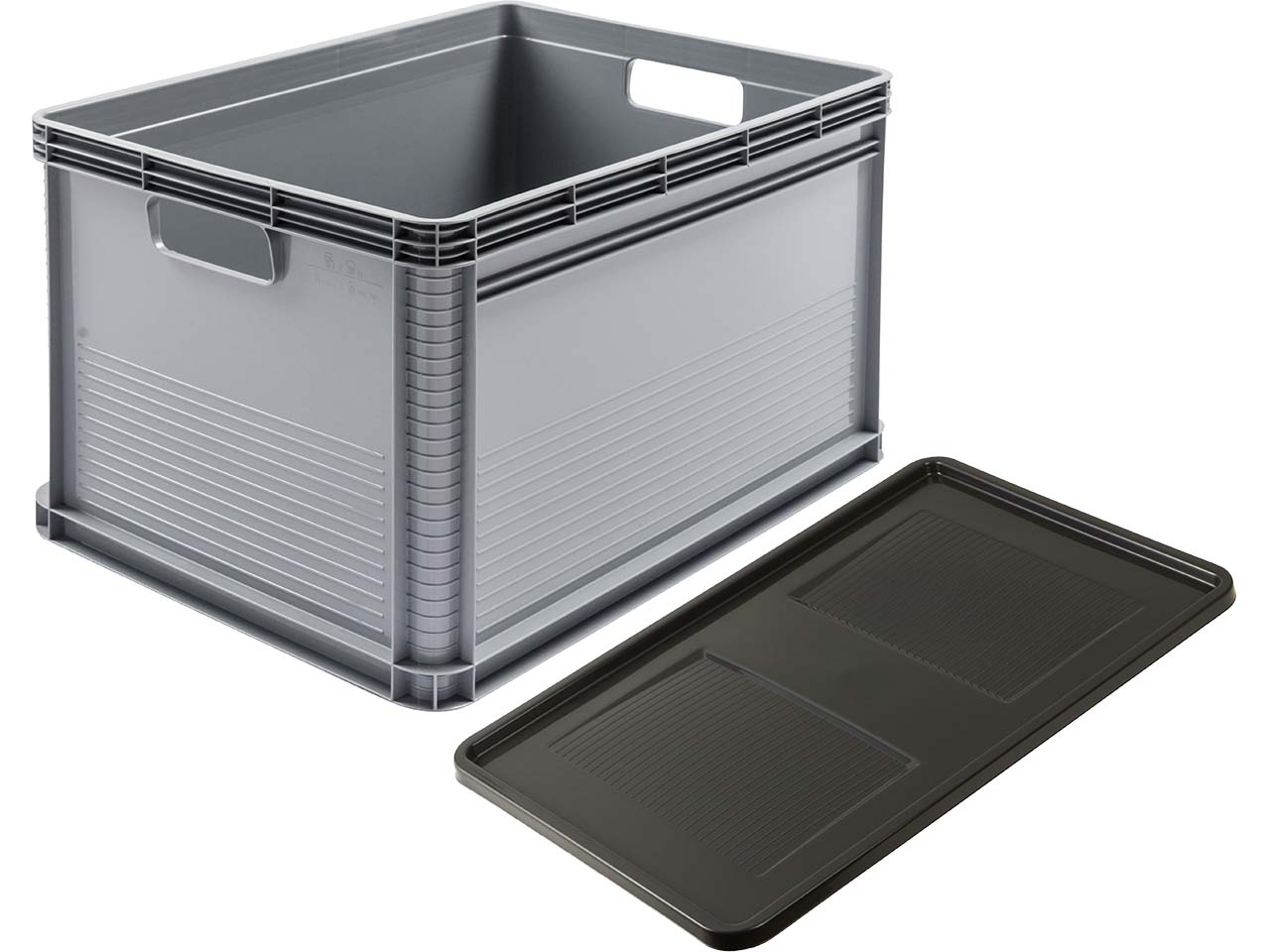 keeeper Transportbox "Robert" mit Deckel "Roberta", stapelbar, 60x40x32 cm, 64 l, grau
