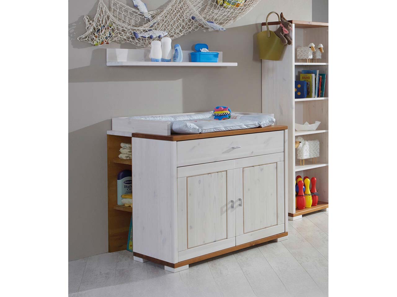 Wickelkommode "VITA" B100xT80xH90 cm, Kiefer weiß/provence