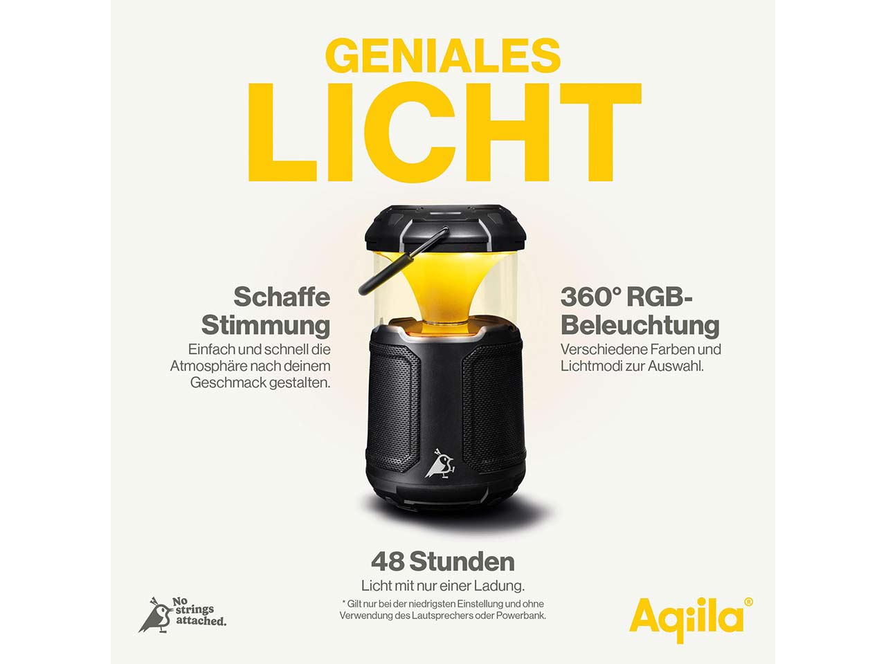 Aqiila 3-in-1 Powerbank , Laterne und Musikbox "Soundbird B10"