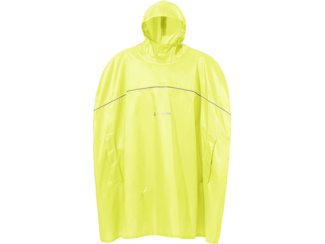 VAUDE Kinder-Regenponcho 'Grody II' mit Gummiband eingefasster Kapuze, neon yellow, Gr. S