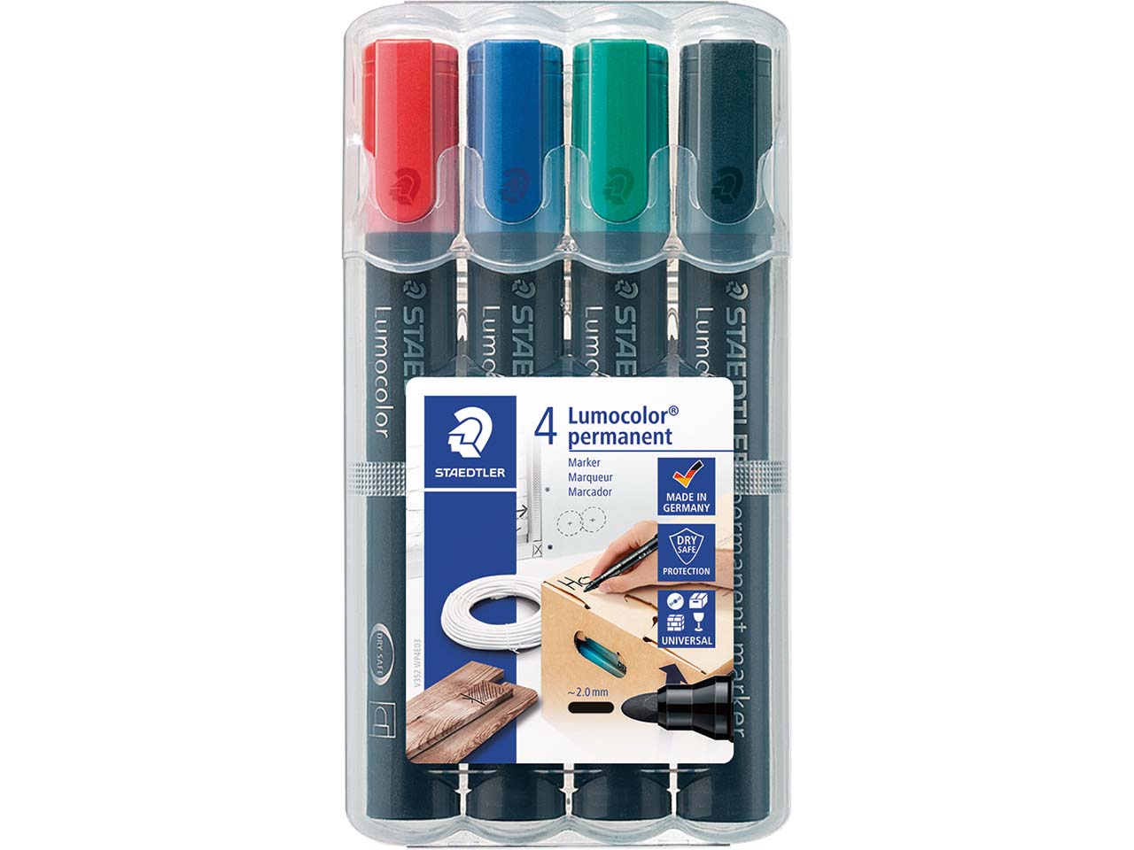 4 Staedtler Permanentmarker 'Lumocolor 352' farbsortiert mit Rundspitze