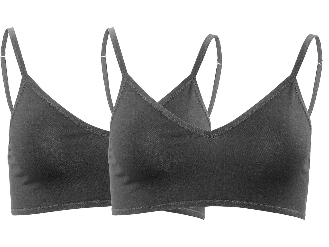 Living Crafts 2er-Pack Bio-Damen-Bustier 'TAMILLA' mit V-Ausschnitt, black, Gr. XS