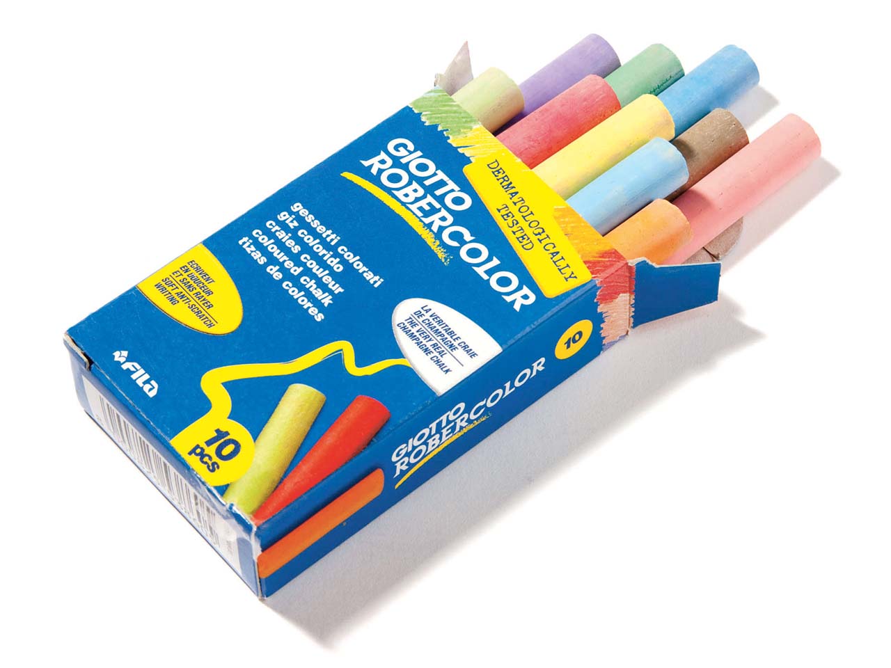 10 Robercolor Wandtafelkreide,rund,farbl sortiert