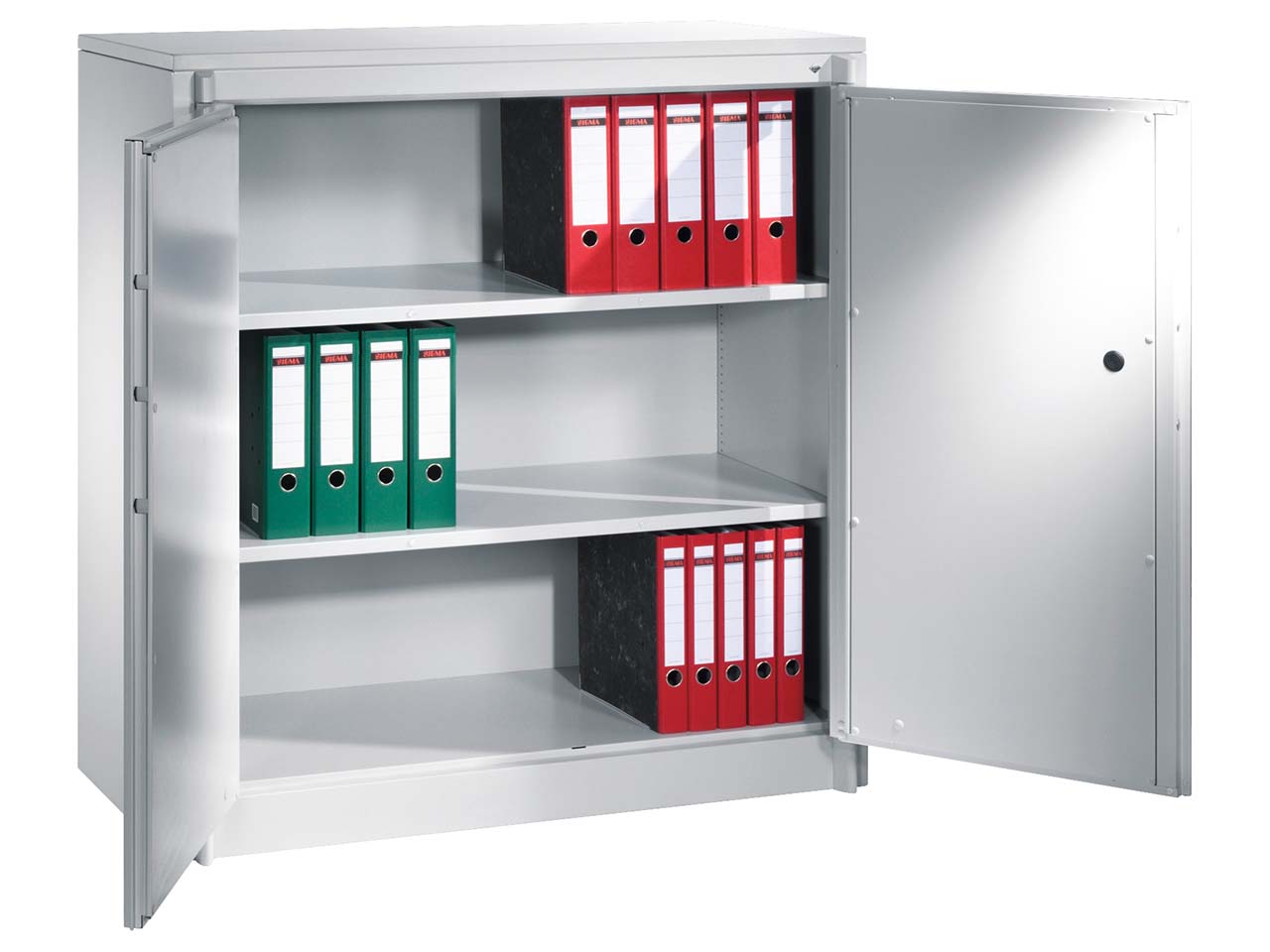 Feuergeschützte Flügeltürenschrank lichtgrau B 120 cm, H 122,6 cm