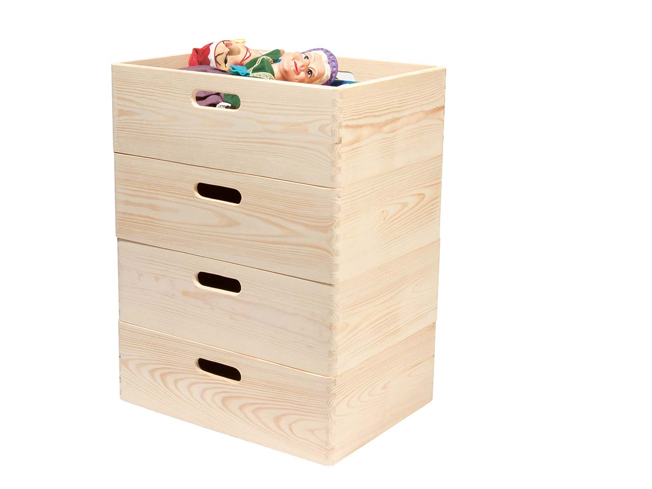 StapelBoxen-Set "Vent" 4x groß, massive Kiefer