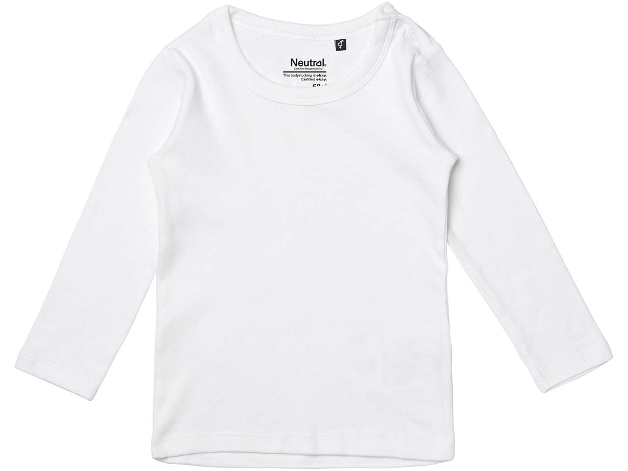Neutral Bio-Baby-Langarmshirt mit Metalldruckknopf an der Schulter, white, Gr. 62