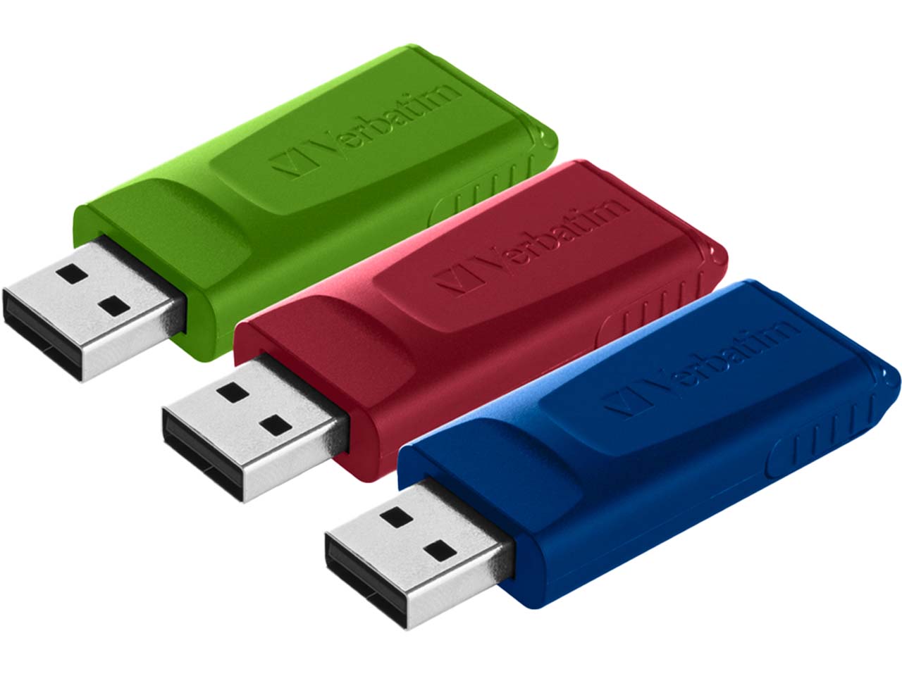 Verbatim USB-Stick "Store'n'go Slider" USB 2.0, 16 GB rot, blau, grün, 3 Stk.