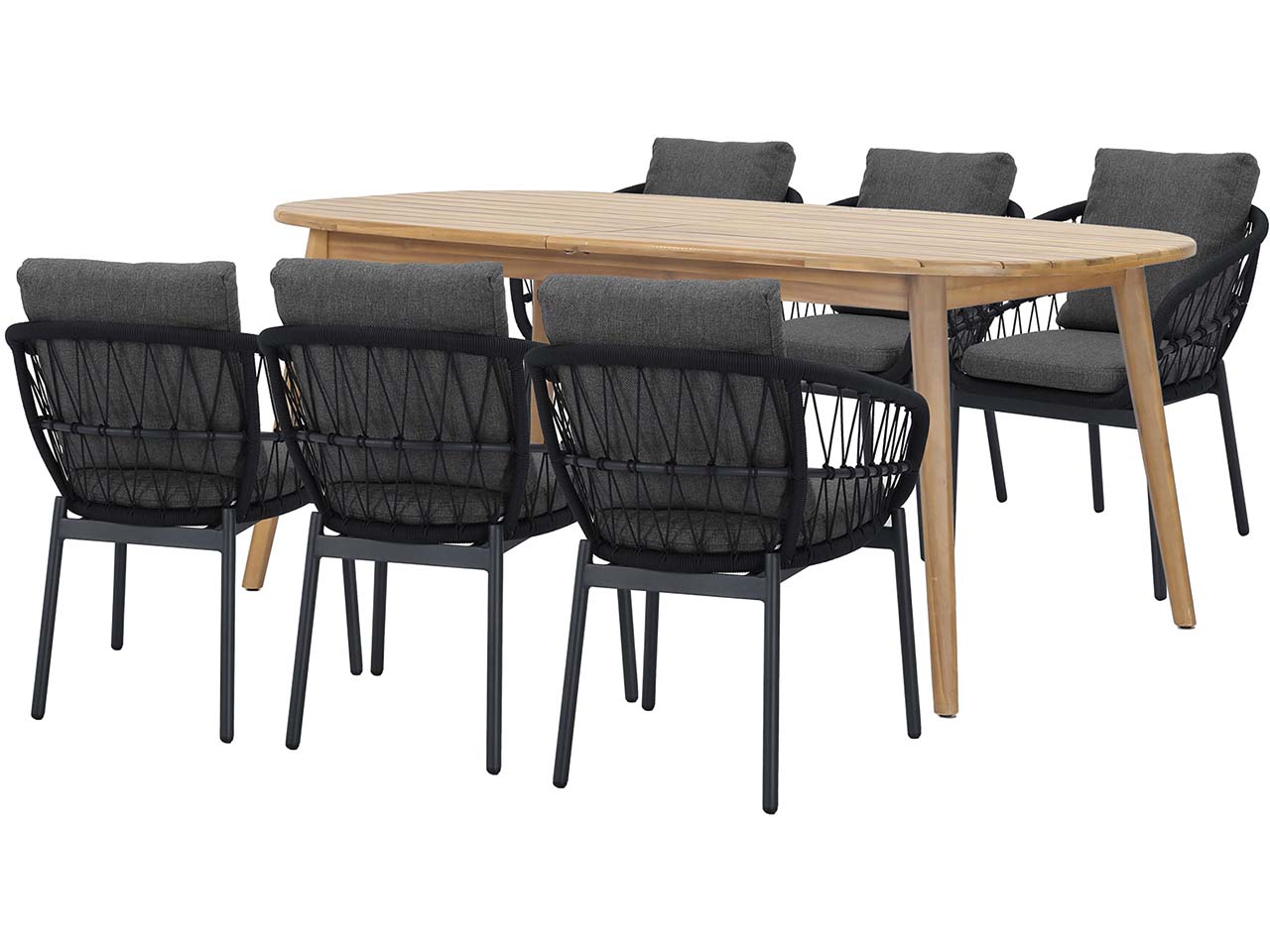 Gartenmöbel-Set "Siena & Tropea", 7-teilig, 6 Sessel, Tisch 100 x 180/240 cm, anthracite