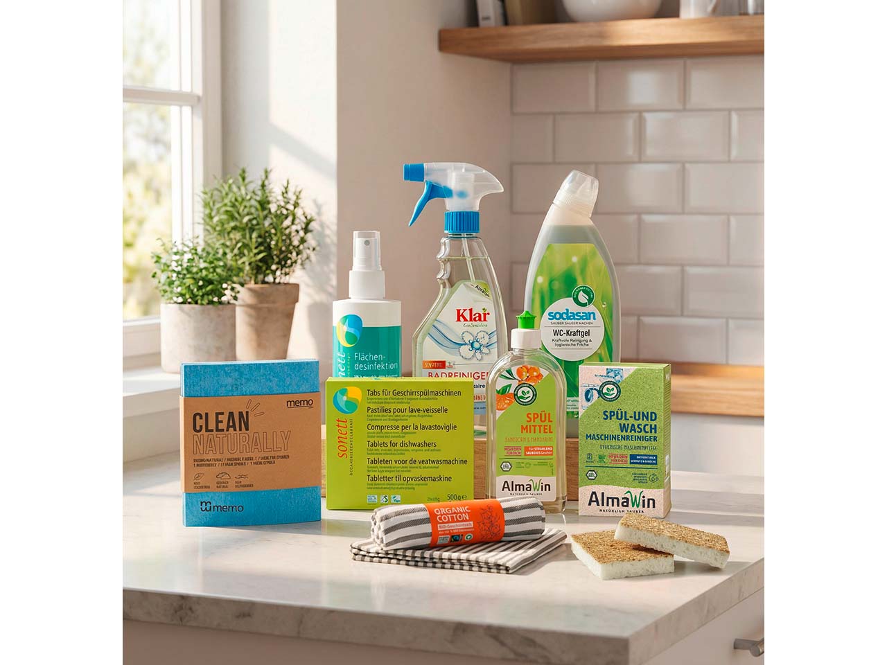 Bio-Reinigungsset "All-In-One" für Küche, Bad & WC, 9er-Set