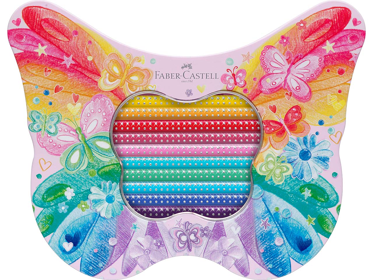 Faber-Castell Buntstifte "Sparkle", 20er-Set im Schmetterling Metalletui