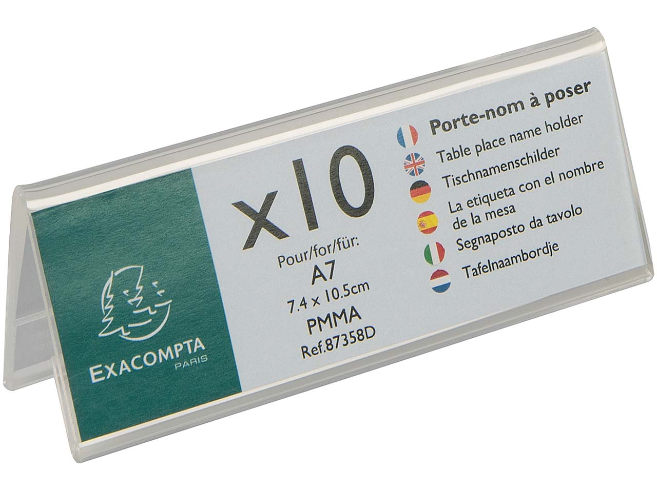 10er Pack Exacompta Tischnamensschilder "Exacryl" horizontal, aus PMMA, DIN A7 quer