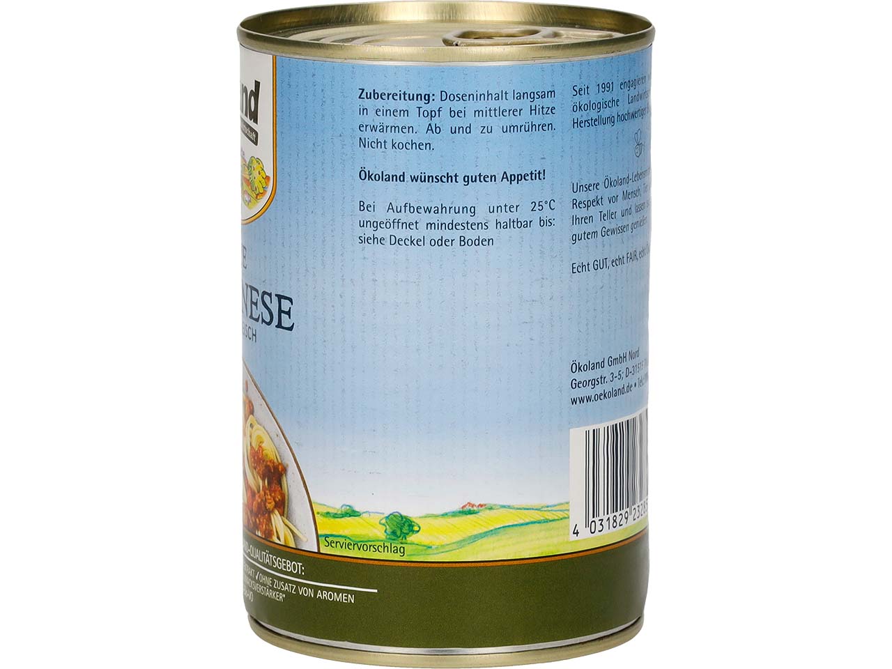 Ökoland Bio-Sauce Bolognese mit Hackfleisch, 400 g