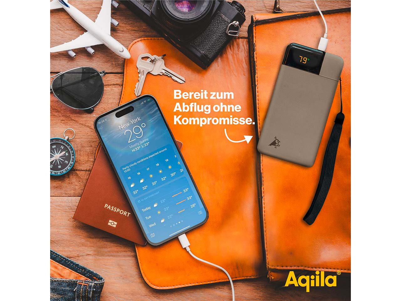 Aqiila Powerbank "Powerbird B10" 10.000 mAh, moosgrün