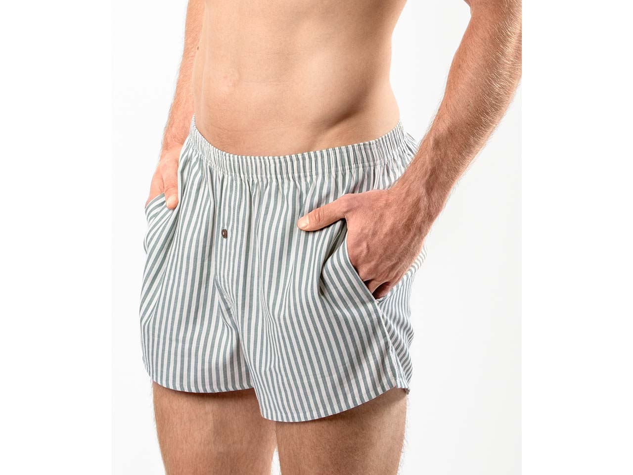 Living Crafts Bio-Herren-Boxershort "ADAMOS" mit Seitentaschen, sage/cream, Gr. S
