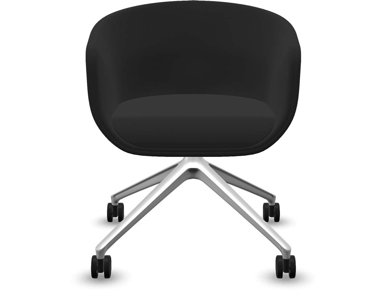 Profim Besucherstuhl "NU" mit Sternfußgestell auf Rollen, silber, Stoff: schwarz