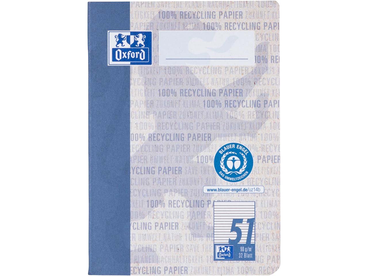 OXFORD Recycling-Oktavheft DIN A6, 32 Blatt, Lineatur 51 (liniert), 90 g/m², ohne Rand