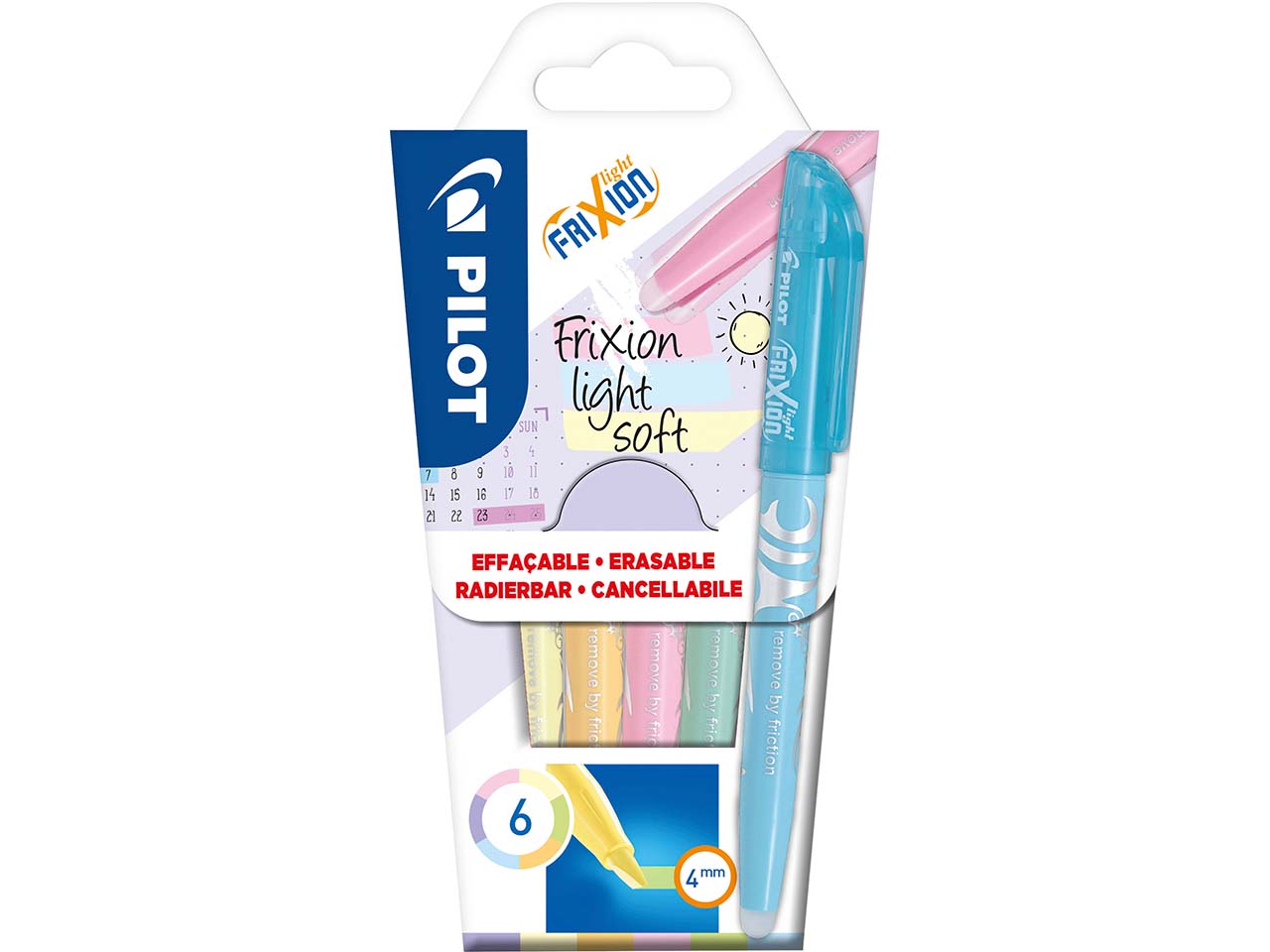 Pilot 6er-Set Textmarker "Frixion Light Soft" farbig sortiert