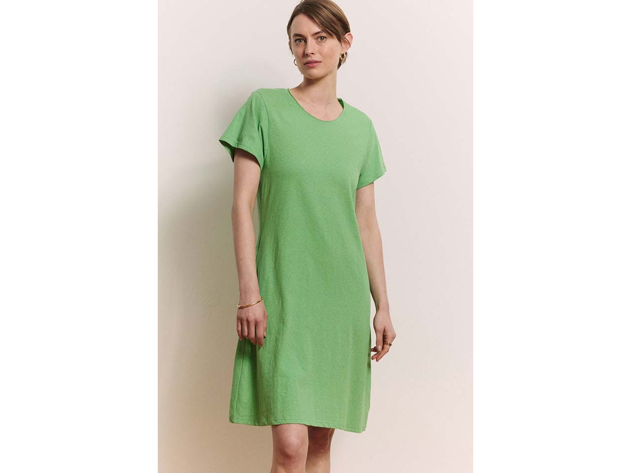 tranquillo Bio-Damen-Midikleid 'Inoaa' aus Baumwoll-Leinen-Mix, peppermint green, Gr. L