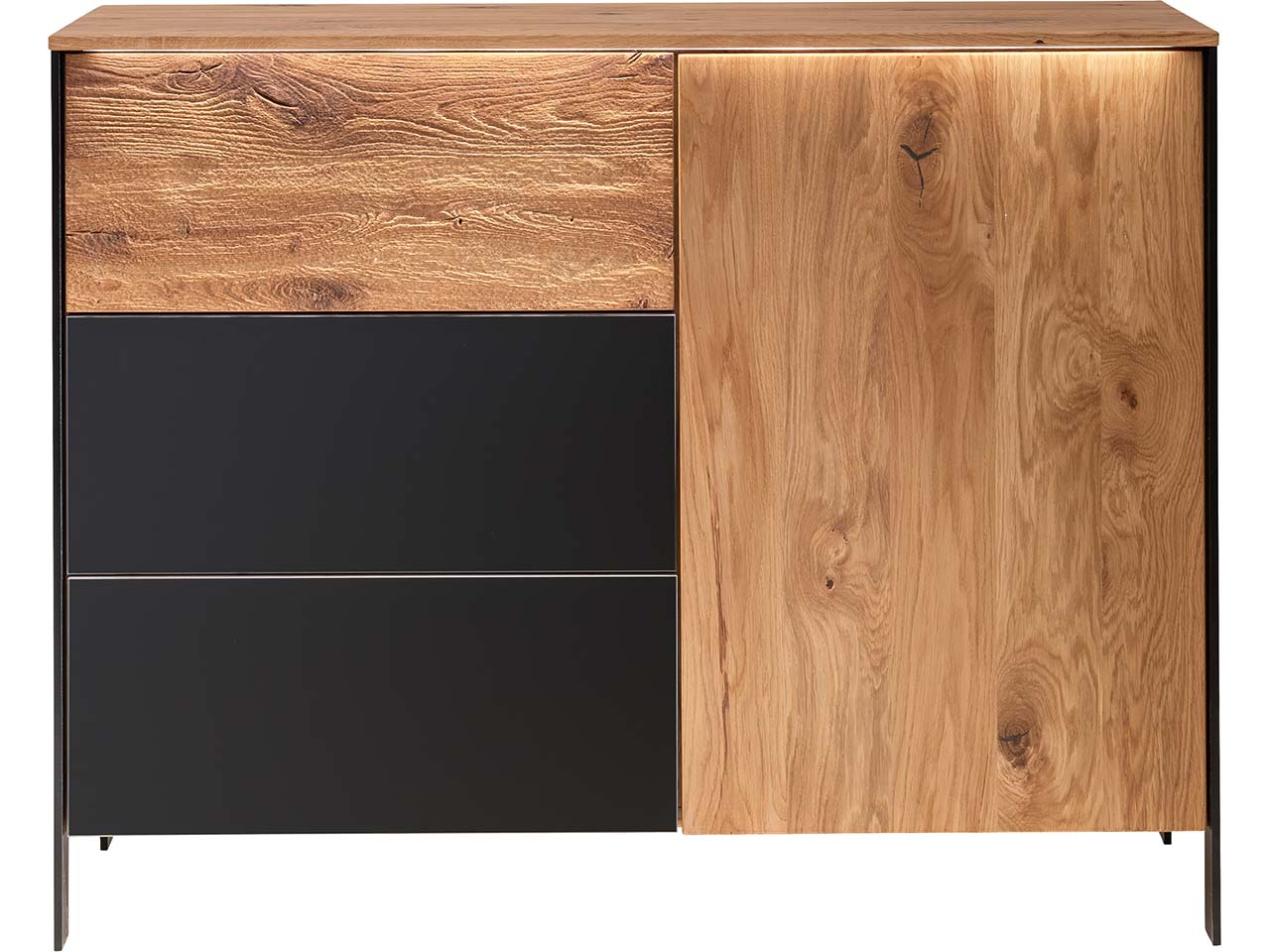 Forestales Kommode "Boston" 1 Türen, 3 Schubladen, Eiche